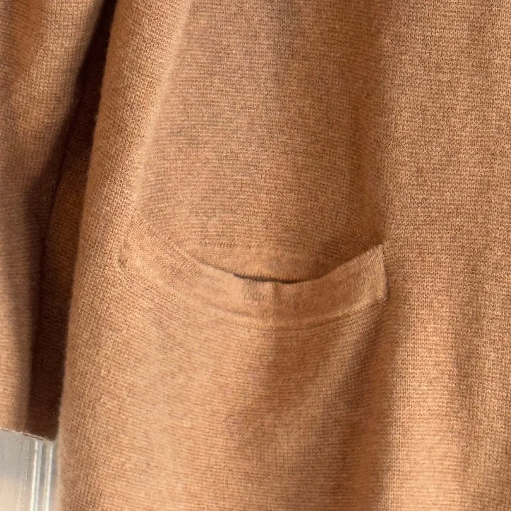Lands' End Wool Cotton Blend Button Front Sweater Blazer in Camel 1X